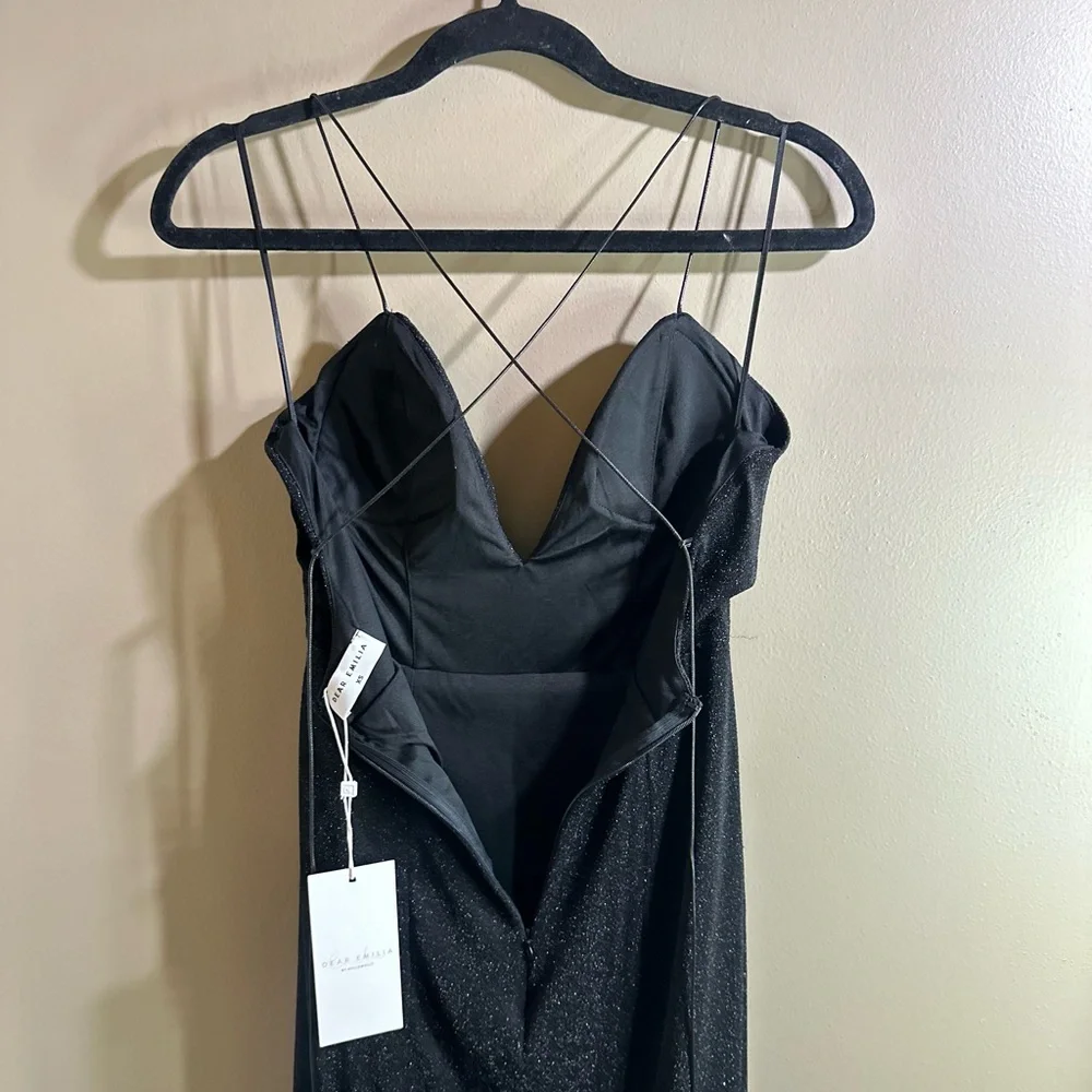 Hello Molly ‘Dear Emilia’ Black Sparkle Maxi, Built-in Cups, NWT, Size XS - Picture 7 of 16